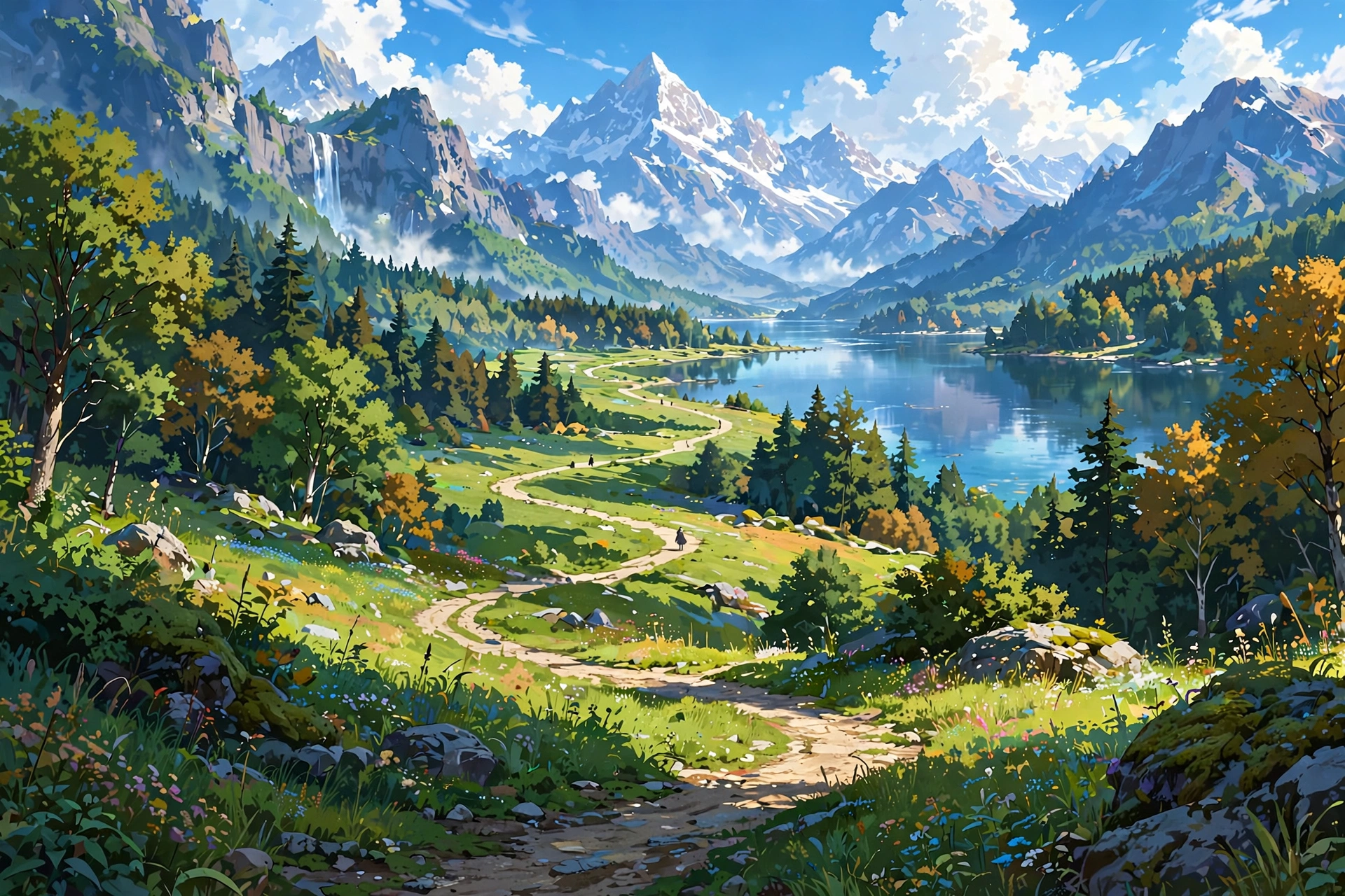 A hero exploring a colourful, ever-changing game world